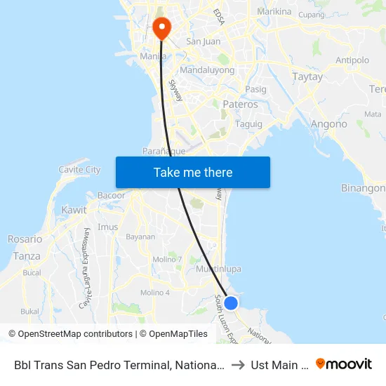Bbl Trans San Pedro Terminal, National Hwy, San Pedro, Manila to Ust Main Building map