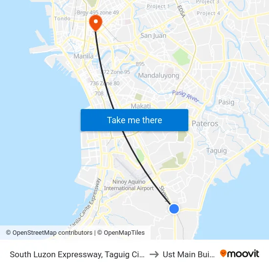 South Luzon Expressway, Taguig City, Manila to Ust Main Building map