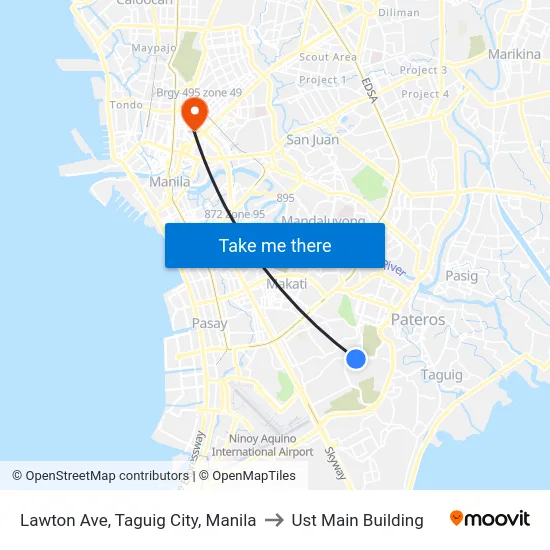 Lawton Ave, Taguig City, Manila to Ust Main Building map