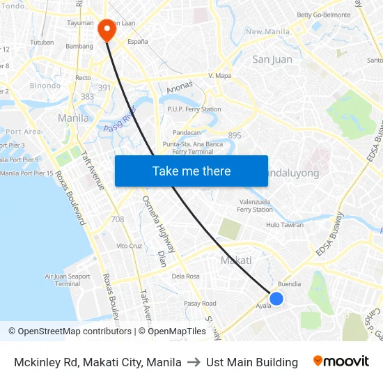 Mckinley Rd, Makati City, Manila to Ust Main Building map