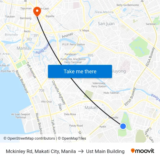 Mckinley Rd, Makati City, Manila to Ust Main Building map