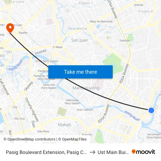 Pasig Boulevard Extension, Pasig City, Manila to Ust Main Building map