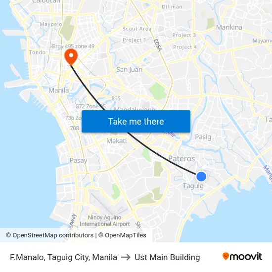 F.Manalo, Taguig City, Manila to Ust Main Building map