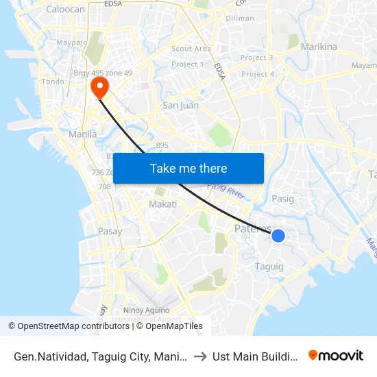 Gen.Natividad, Taguig City, Manila to Ust Main Building map