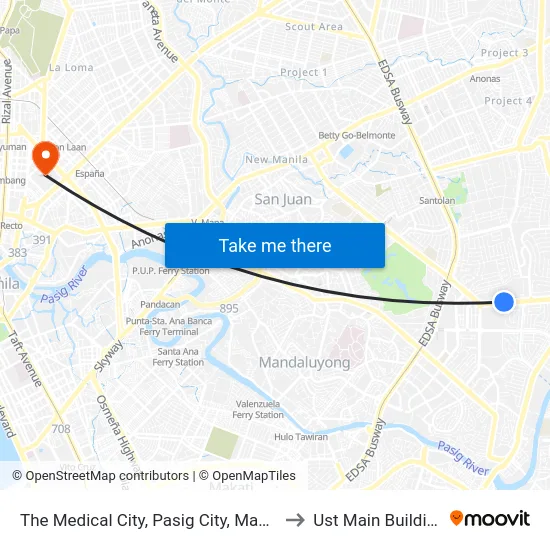 The Medical City, Pasig City, Manila to Ust Main Building map