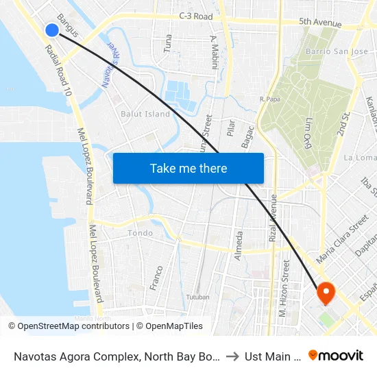Navotas Agora Complex, North Bay Boulevard, City Of Navotas to Ust Main Building map