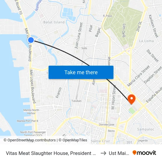 Vitas Meat Slaughter House, President Ferdinand E. Marcos Highway, Tondo to Ust Main Building map
