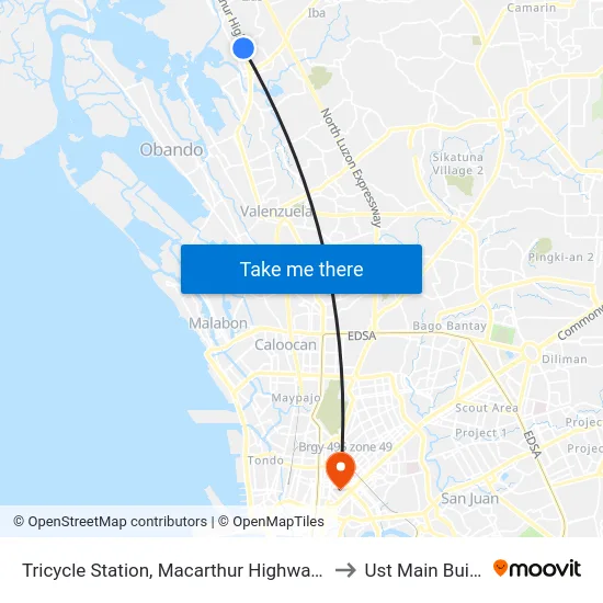 Tricycle Station, Macarthur Highway, Marilao to Ust Main Building map