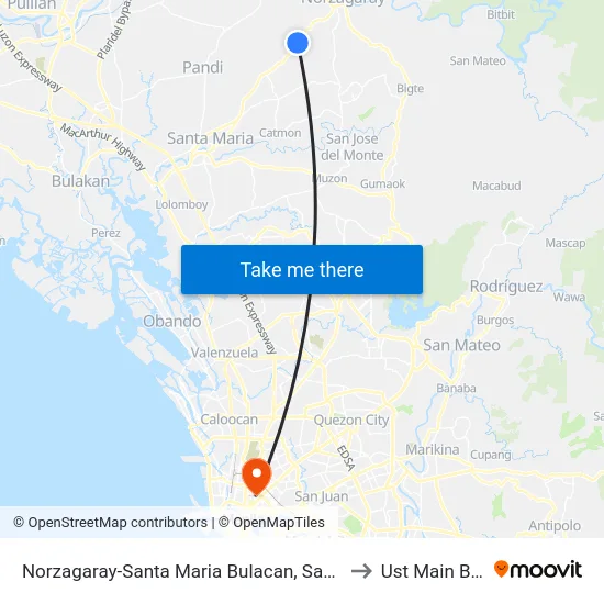Norzagaray-Santa Maria Bulacan, Santa Maria, Manila to Ust Main Building map