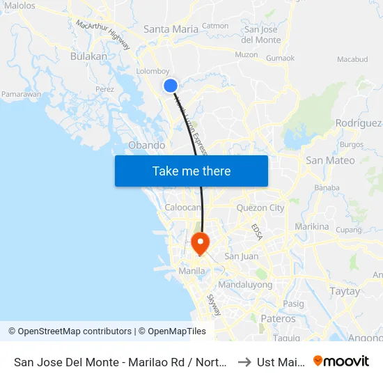 San Jose Del Monte - Marilao Rd / North Luzon Expressway, Marilao, Manila to Ust Main Building map