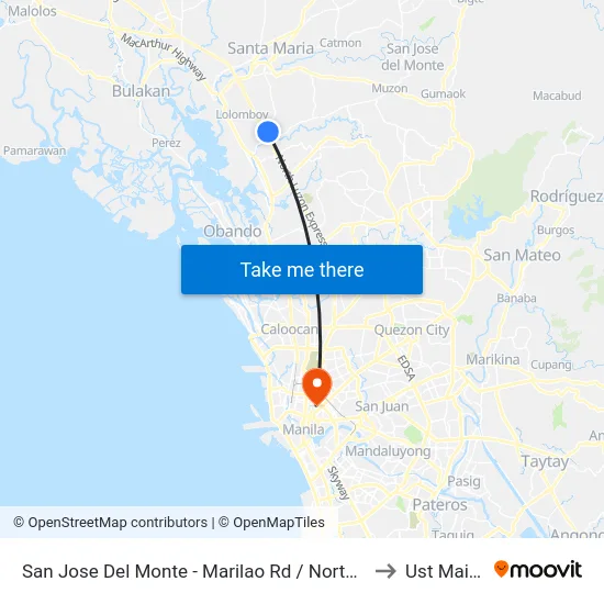 San Jose Del Monte - Marilao Rd / North Luzon Expressway, Marilao, Manila to Ust Main Building map