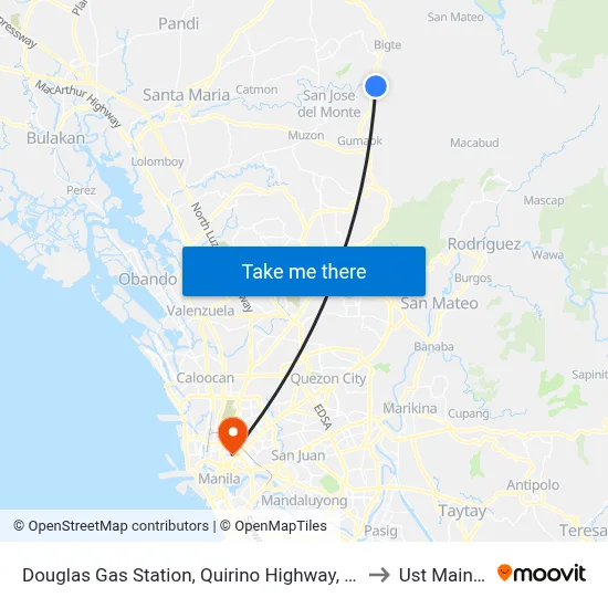 Douglas Gas Station, Quirino Highway, City Of San Jose Del Monte to Ust Main Building map