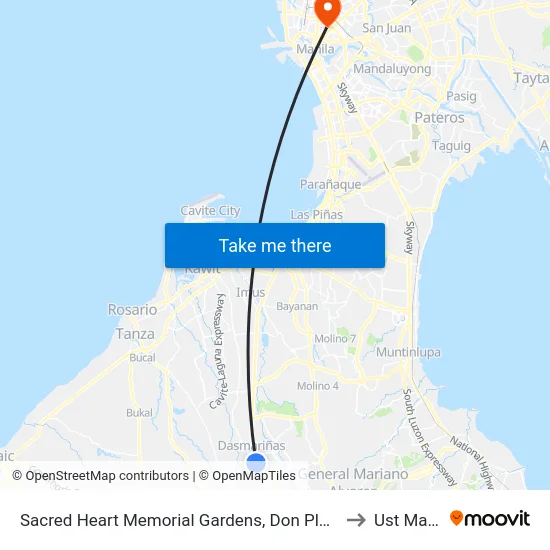 Sacred Heart Memorial Gardens, Don Placido Campos Av, Dasmariñas City, Manila to Ust Main Building map