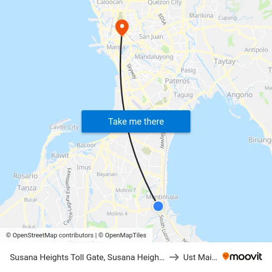 Susana Heights Toll Gate, Susana Heights Access Rd, Muntinlupa City, Manila to Ust Main Building map