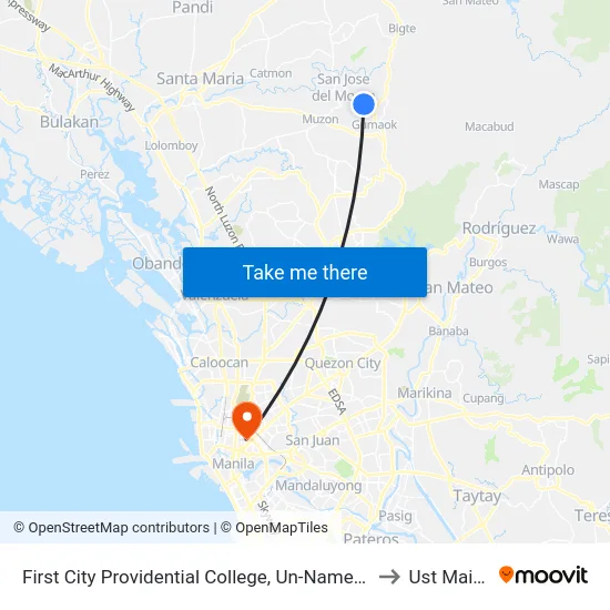 First City Providential College, Un-Named Road, City Of San Jose Del Monte to Ust Main Building map