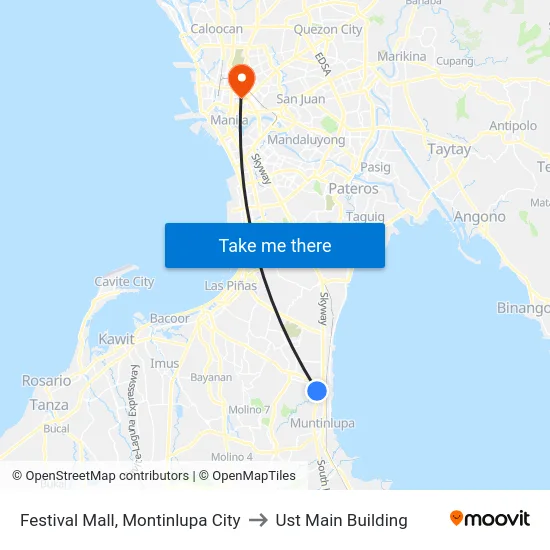 Festival Mall, Montinlupa City to Ust Main Building map