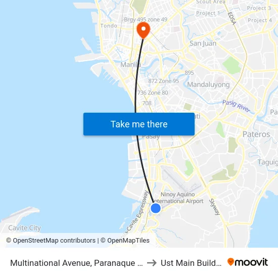 Multinational Avenue, Paranaque City to Ust Main Building map