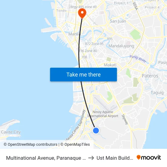 Multinational Avenue, Paranaque City to Ust Main Building map