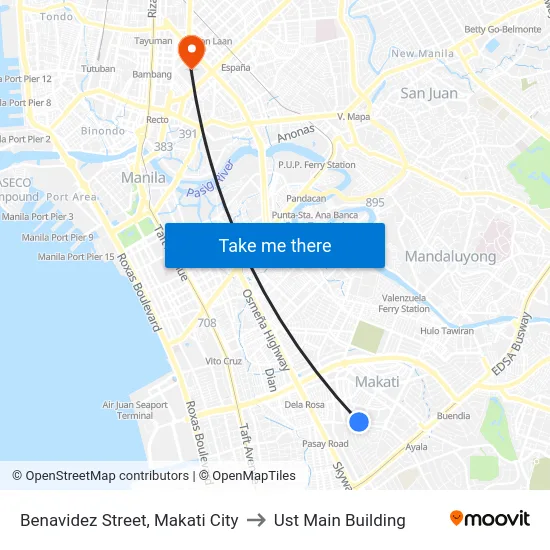 Benavidez Street, Makati City to Ust Main Building map
