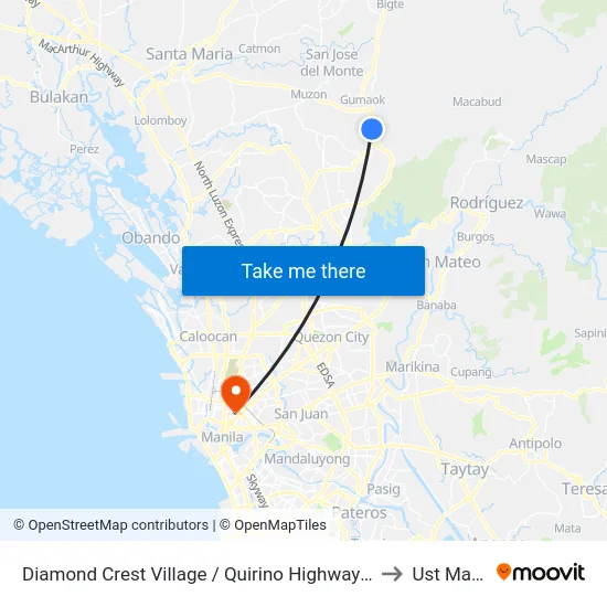 Diamond Crest Village / Quirino Highway Intersection, City Of San Jose Del Monte to Ust Main Building map