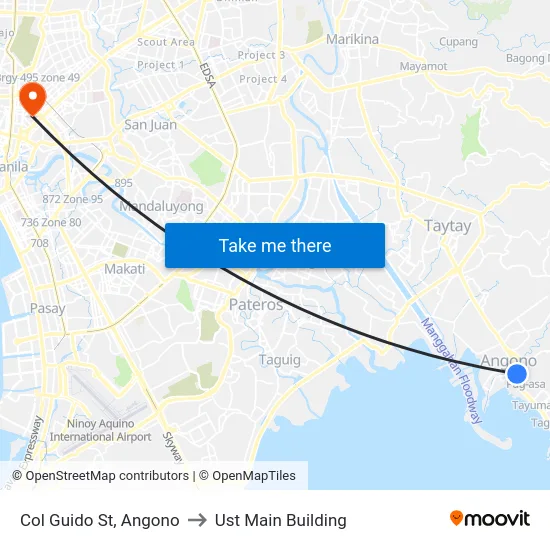 Col Guido St, Angono to Ust Main Building map