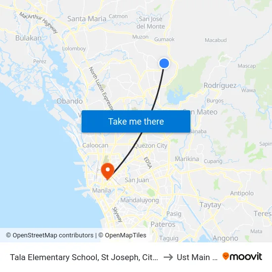 Tala Elementary School, St Joseph, City Of San Jose Del Monte to Ust Main Building map