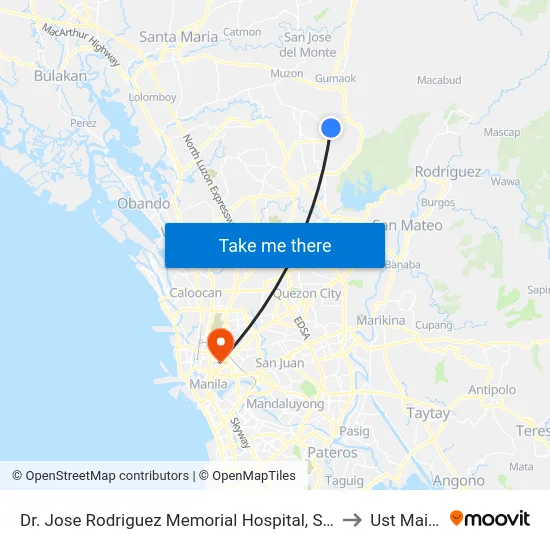 Dr. Jose Rodriguez Memorial Hospital, St Joseph, City Of San Jose Del Monte to Ust Main Building map