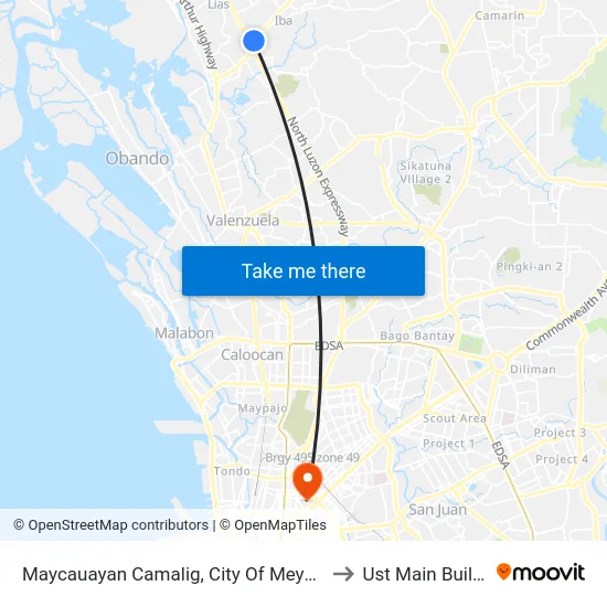Maycauayan Camalig, City Of Meycauayan to Ust Main Building map