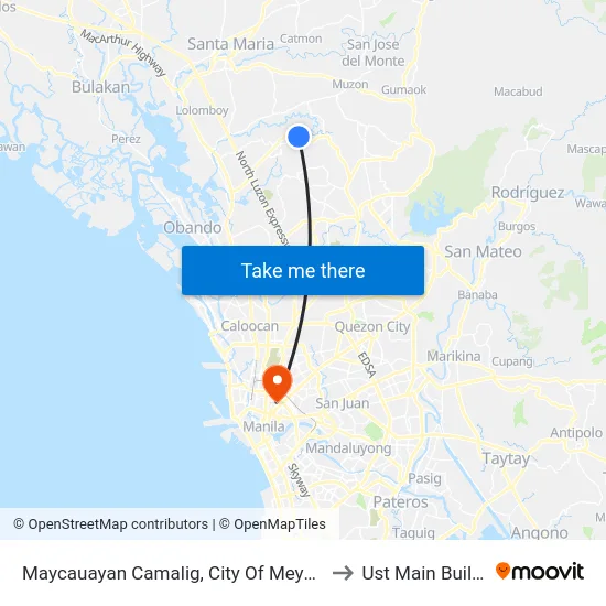 Maycauayan Camalig, City Of Meycauayan to Ust Main Building map