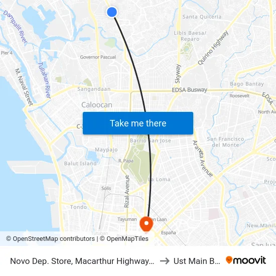 Novo Dep. Store, Macarthur Highway, Valenzuela City to Ust Main Building map