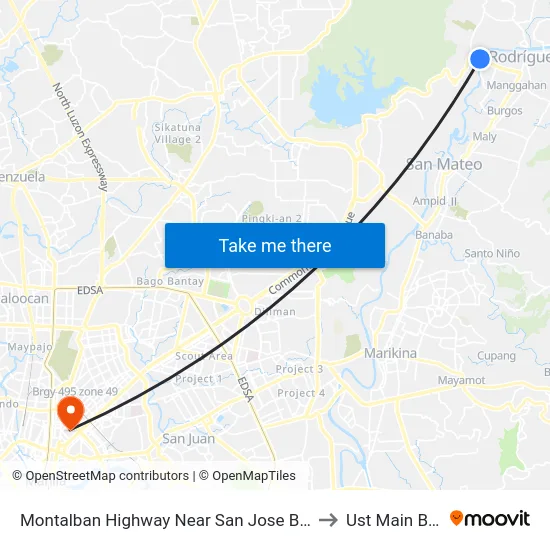 Montalban Highway Near San Jose Bridge, Rodriguez to Ust Main Building map