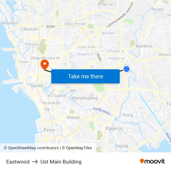 Eastwood to Ust Main Building map