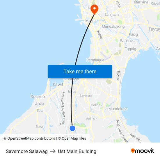 Savemore Salawag to Ust Main Building map