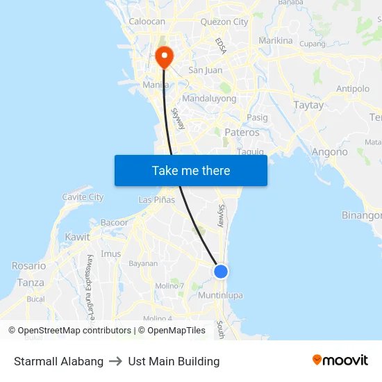 Starmall Alabang to Ust Main Building map