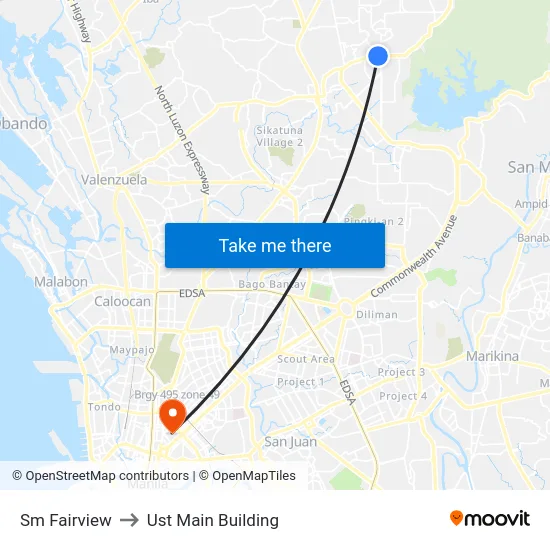 Sm Fairview to Ust Main Building map