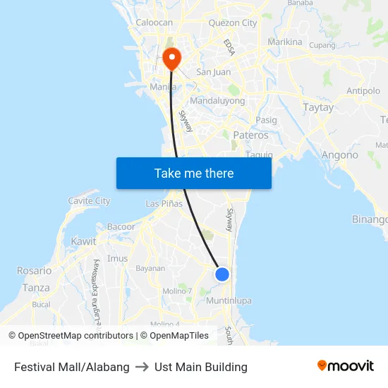 Festival Mall/Alabang to Ust Main Building map