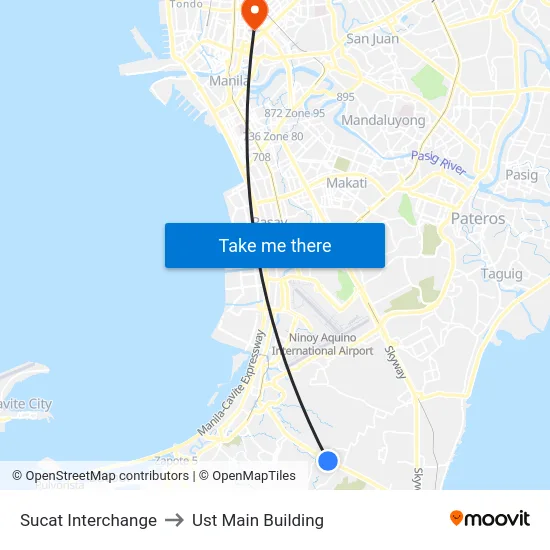 Sucat Interchange to Ust Main Building map
