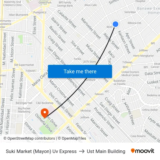 Suki Market (Mayon) Uv Express to Ust Main Building map