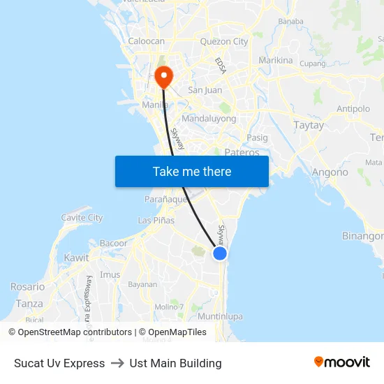 Sucat Uv Express to Ust Main Building map
