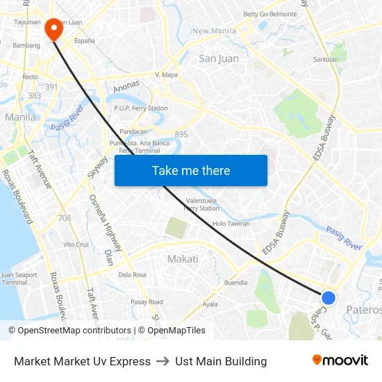 Market Market Uv Express to Ust Main Building map