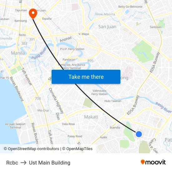 Rcbc to Ust Main Building map