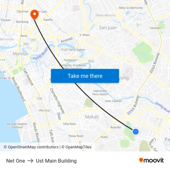 Net One to Ust Main Building map