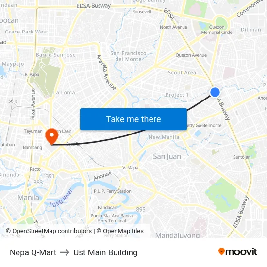 Nepa Q-Mart to Ust Main Building map