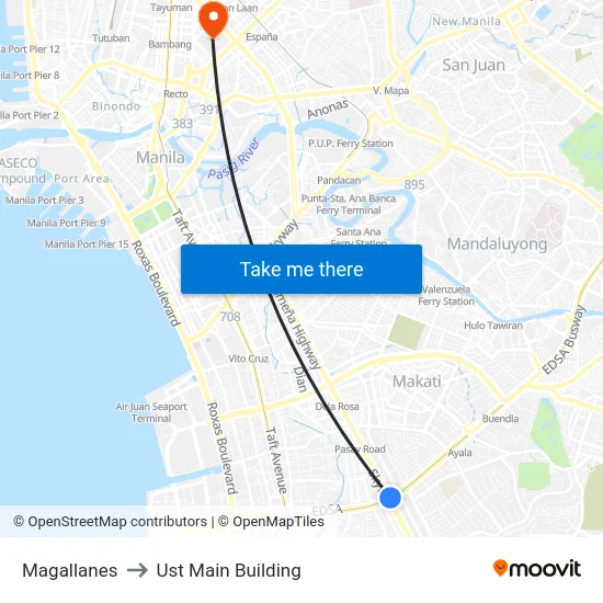 Magallanes to Ust Main Building map
