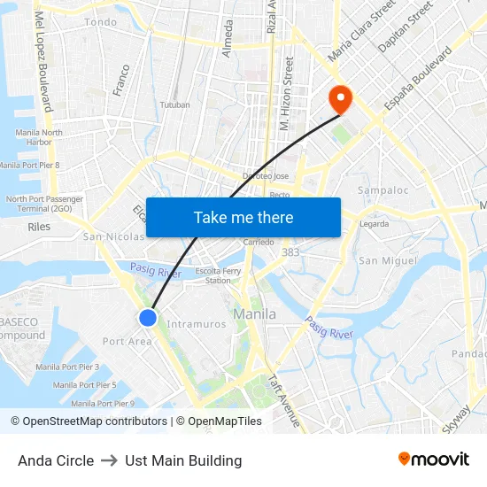 Anda Circle to Ust Main Building map