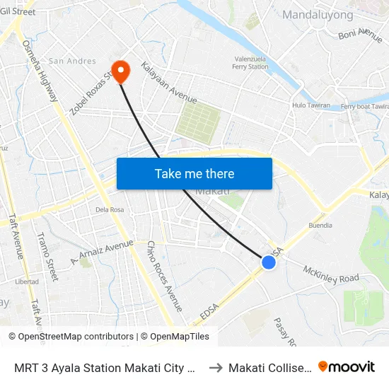 MRT 3 Ayala Station Makati City Manila to Makati Colliseum map