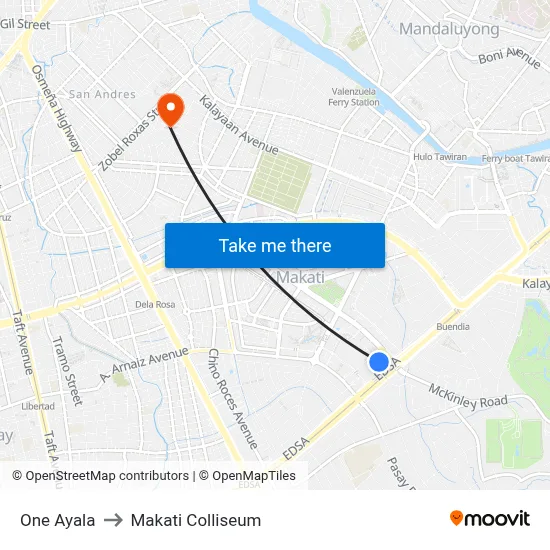 Intercontinental Manila to Makati Colliseum map
