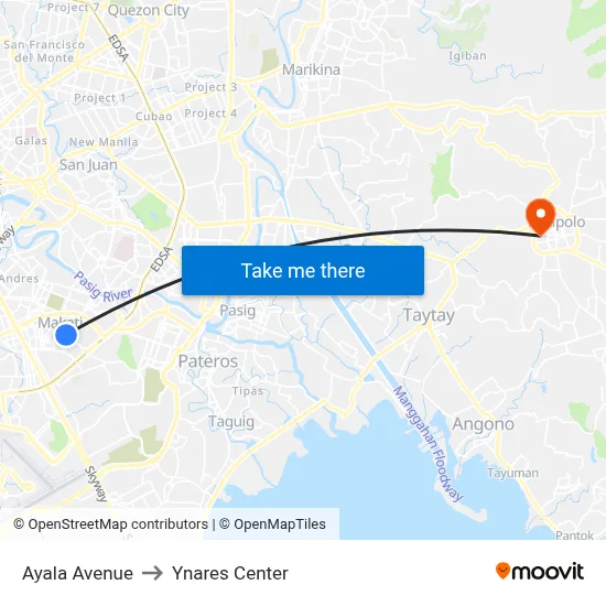 Ayala Avenue to Ynares Center map