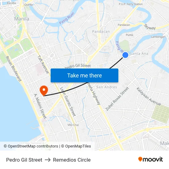 Pedro Gil Street to Remedios Circle map