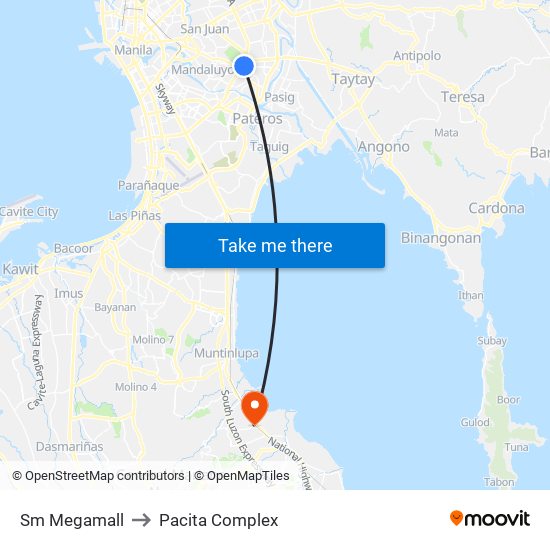 Sm Megamall to Pacita Complex map